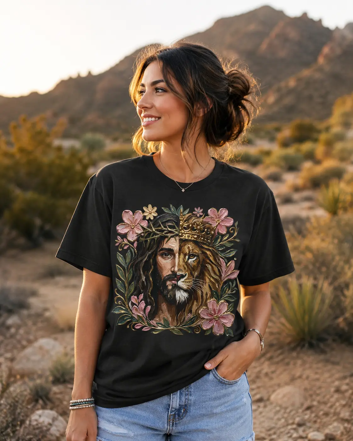 Comfort Colors Jesus Lion of Judah Shirt for Women, Christian Graphic Tee, Crowned King Jesus T Shirt, Faith Based Floral Lion Tee, Religious Comfort Colors Shirt, Christian Gift for Women, Church...