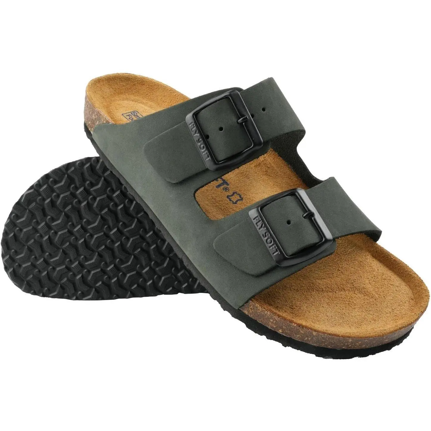 100% Genuine Leather Men's Sandals - Comfortable Cushioned Smart Foam Footbed, Slip-On Slides for Casual Summer Wear, Adjustable Fit, Durable Non-Slip Sole