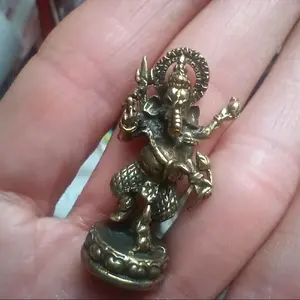 Brass metal Ganesh statue 1.4" Religious