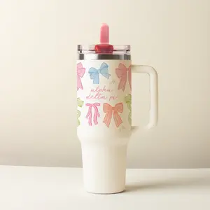 Alpha Delta Pi 40 oz Lifestyle Flip Straw Tumbler Bow Affair