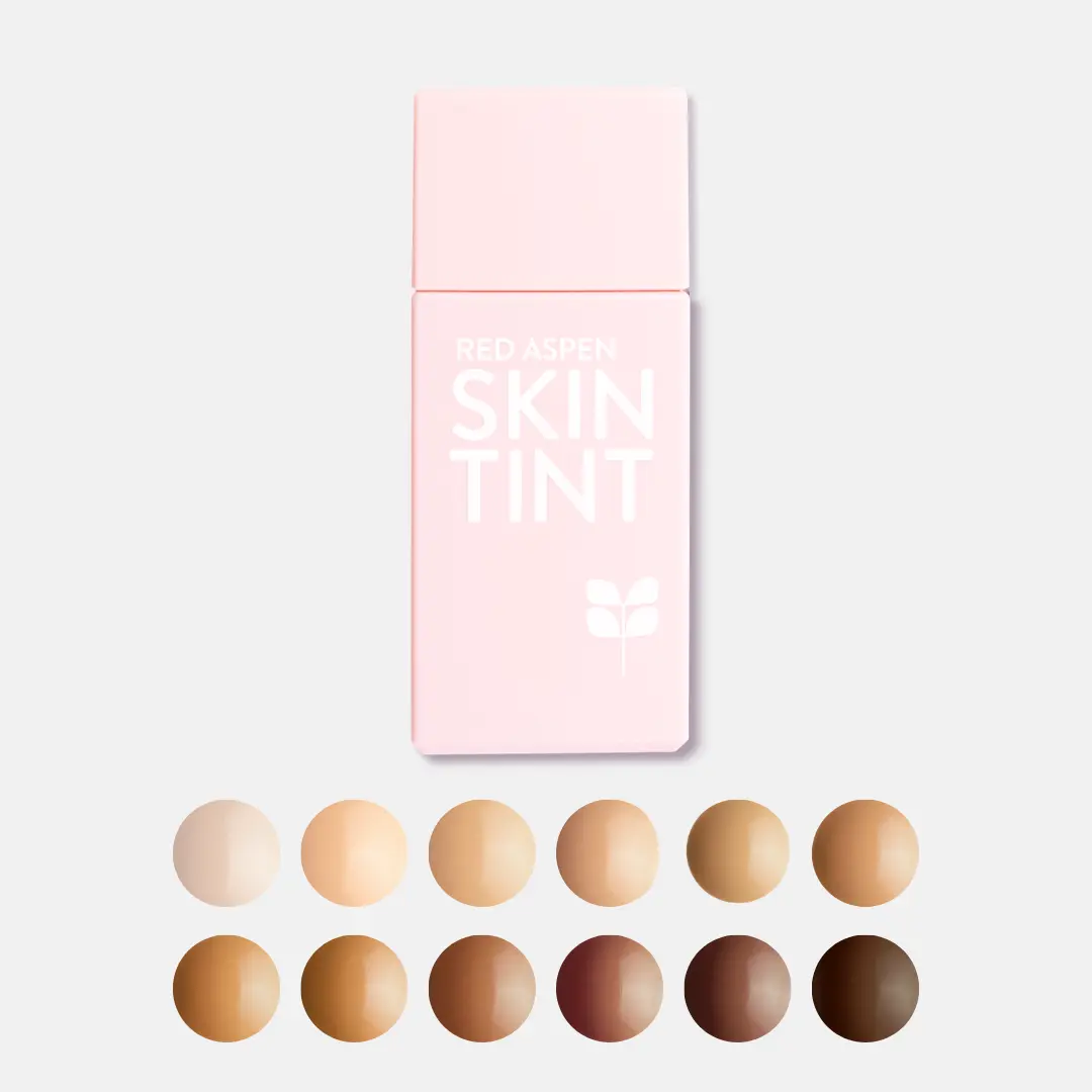 Red Aspen Skin Tint with Niacinamide Lightweight Buildable Coverage Dewy Finish Foundation 12 Shades