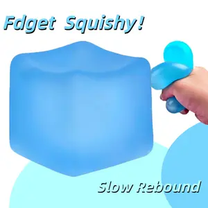 Frosted Cube Pop Toy- High-Density Gel Filled Squishy Toy with Matte Texture for Kids & Adults, Calming Anxiety Relief, Fidget Stress Ball, Autism-Supportive