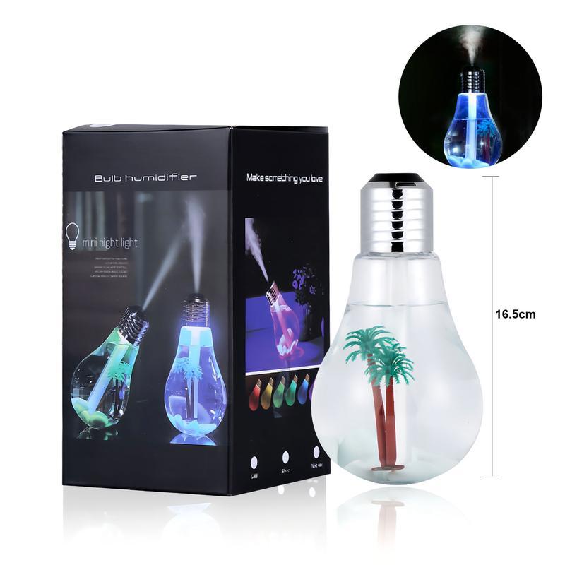 [Holiday Haul] 7-Color Auto-Changing Bulb Humidifier: 400ml Aroma Diffuser with Decorative PET Insert, 6H Quiet Mist, Essential Oil Diffuser for Home Office Yoga, Mood Light | Control: Hold 3s for Light (Auto-Cycle), Press Once for Mist