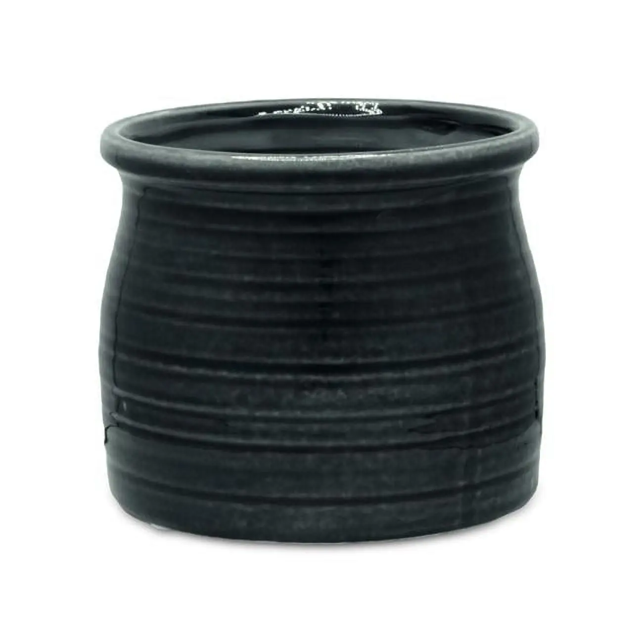 Cheungs 5662DG Kifon Curved Ceramic Ceramic Pot, Dark Gray - Large, Ceramic Pot Flower Pots, Indoor Houseplant Container
