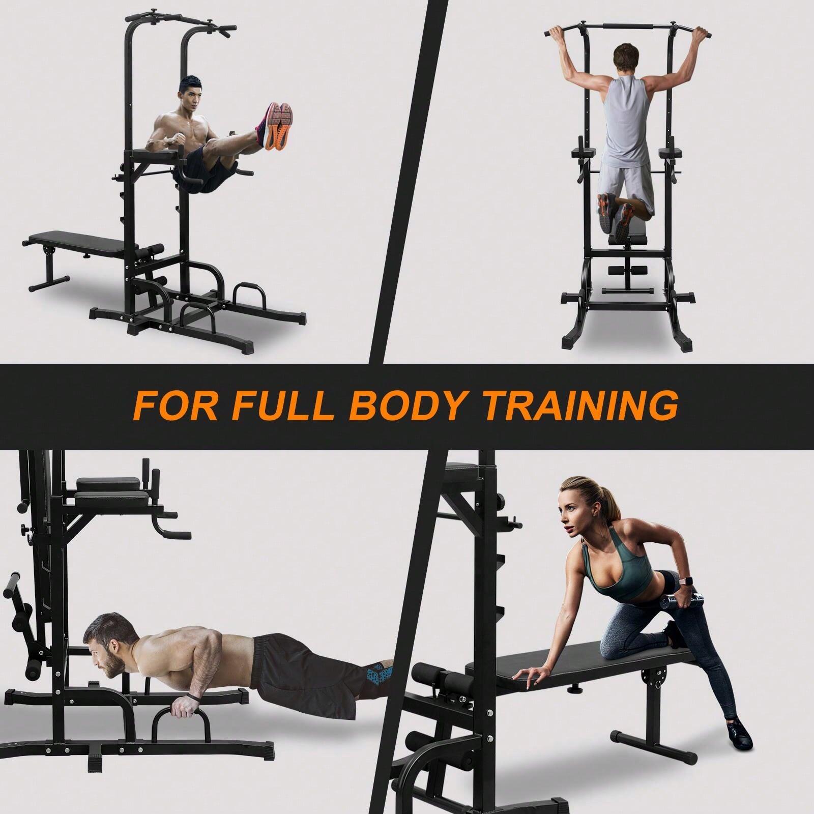 Hot selling styles  Power Tower With Bench Pull Up Bar Station Adjustable Height Dip Stand Heavy Duty Multi Function Fiess Rack Strength training