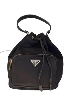 Pre-owned PRADA Nylon Mini Bags IB25120256 Black Duet Bucket Bag