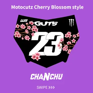 Customizable Motocutz Cherry Blossom front number plate sticker - Made to order