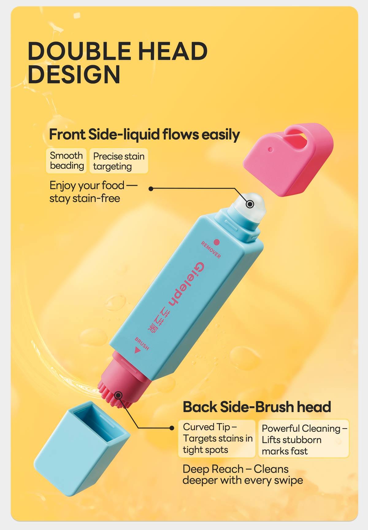 Gieleph Instant Stain Remover Pen for Clothes Fabric Shoes & Bags Portable Dual-Head Stain Eraser Pen Quick Dry Cleaning Pen for Coffee Oil Makeup & Food Stains On-the-Go Fabric Cleaner Instant Spot Cleaner Laundry & Travel Essential Household