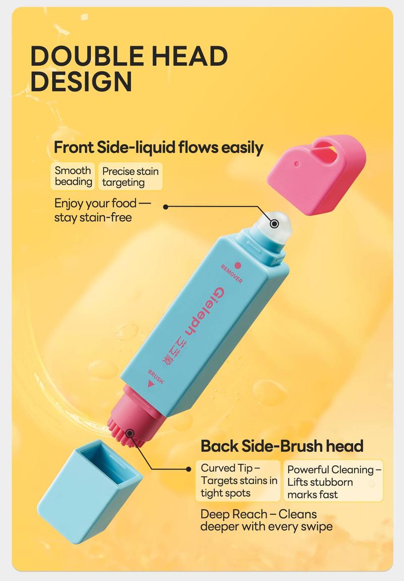 Gieleph Instant Stain Remover Pen for Clothes Fabric Shoes & Bags Portable Dual-Head Stain Eraser Pen Quick Dry Cleaning Pen for Coffee Oil Makeup & Food Stains On-the-Go Fabric Cleaner Instant Spot Cleaner Laundry & Travel Essential Household