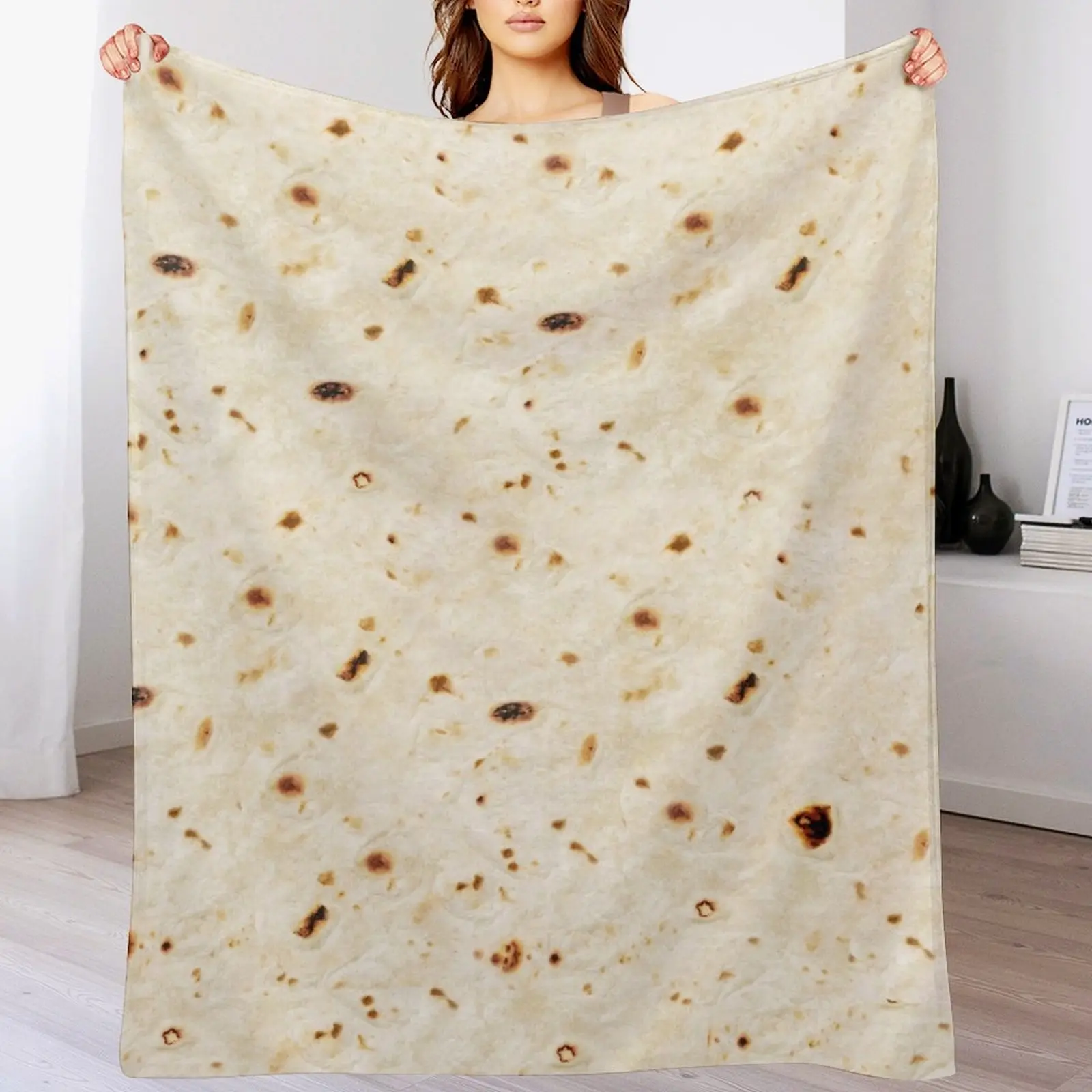 Burrito Tortilla Taco Throw Blanket  for Adult , Novelty Tortilla Wrap Blanket Funny Gifts for Women Men Teens,  Soft Flannel Taco Blanket Birthday Gifts ,  Food Themed Realistic Tortilla Throw Blanket