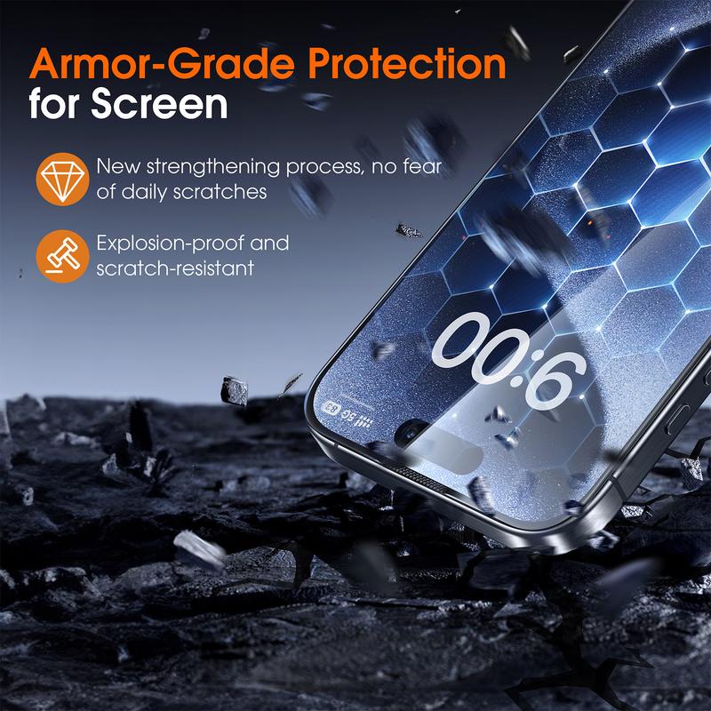 TIDEOK 2 Pack Screen Protector for iPhone 16/15/14/13- Available in Two Styles HD /Privacy-protected Fast Install Scratch-Resistant Smooth Touch Anti-Fingerprint Cases Cover Protection with Oleophobic Coating,Christmas