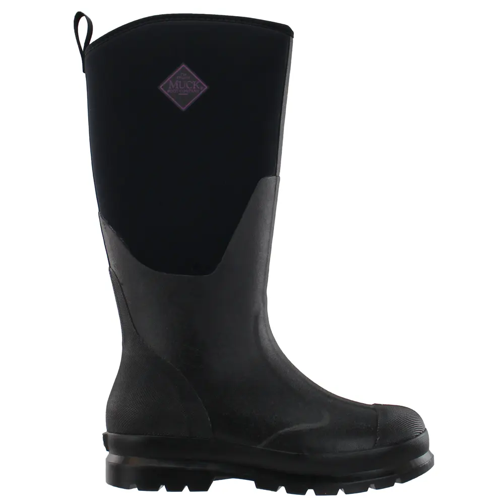 Muck Boot Womens Chore Tall Soft Toe Pull On Rain Casual Boots Knee High Low Heel 1-2" - Black