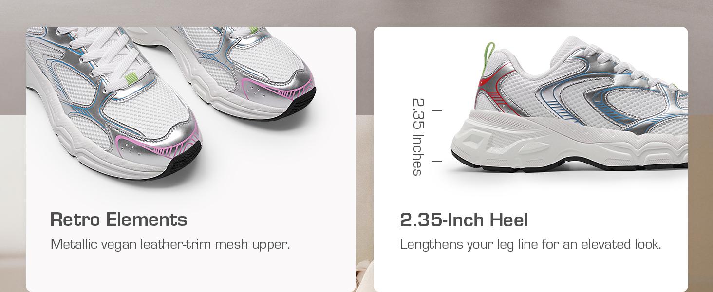 Dream Pairs Women's Platform Chunky Fashion Sneakers Walking Lace-Up Comfortable Y2K-Style Sneakers Workout Sport Work Casual Tennis Shoes