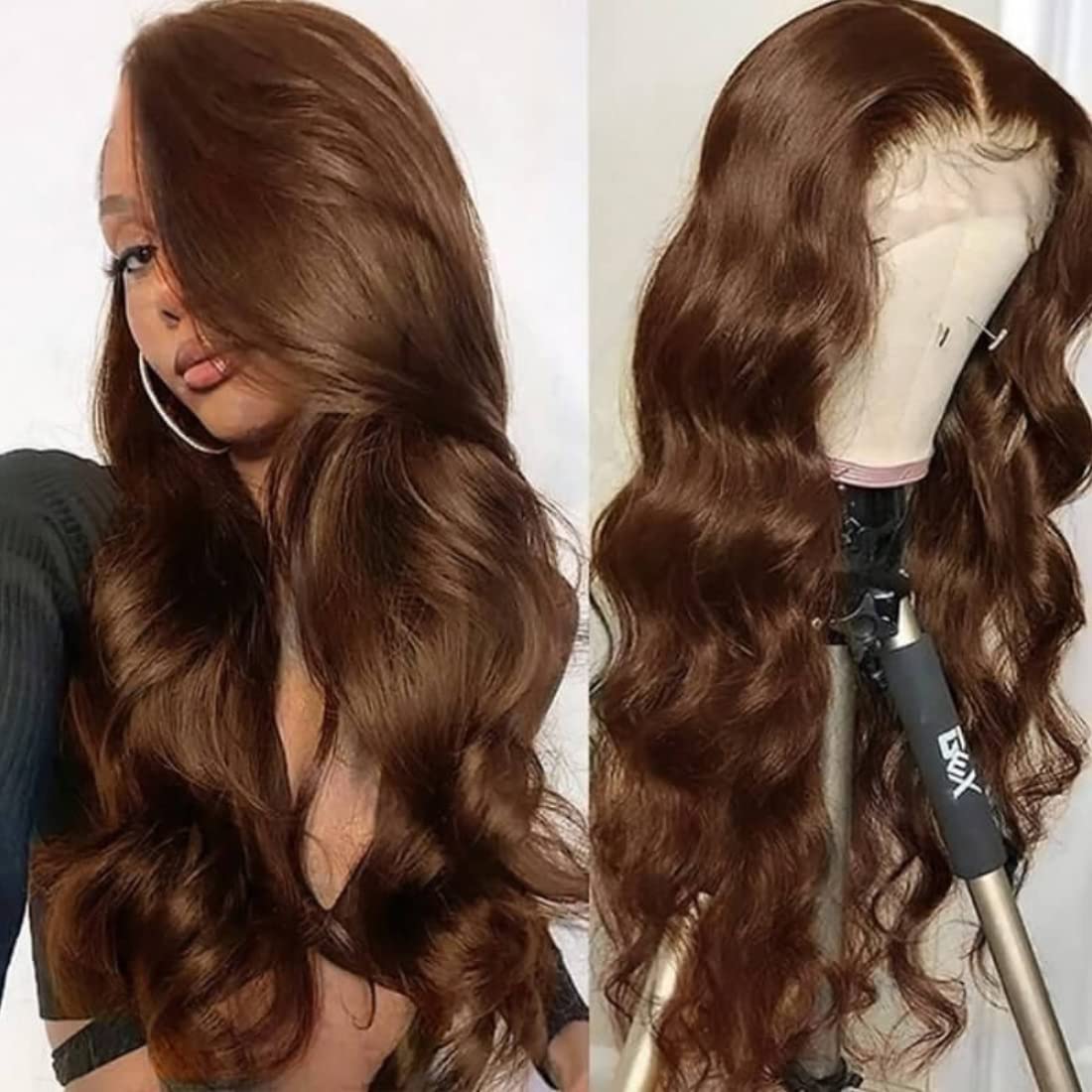 Chocolate Brown Body Wave Wigs Human Hair 13x4 13x6 HD Transparent Lace Front Human Hair Wigs Pre Plucked 7x5 9x6 Glueless Wigs Brazilian Remy Hair Wig 180% Density