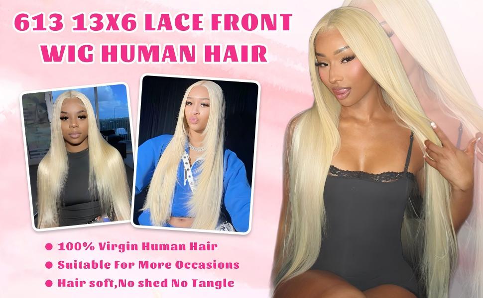 Tuneful 13X6 Lace Front Wig Human Hair 180% Density 613 Blonde Straight HD Transparent Lace Frontal Wigs Human Hair Pre Plucked with Baby Hair 40 Inch Blonde Wigs Human Hair