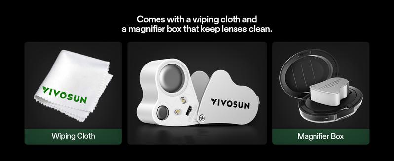 VIVOSUN 30X 60X Illuminated Jewelers Loupe Foldable Magnifier with LED Light for Jewelry Gems Watches Coins Stamps Antiques