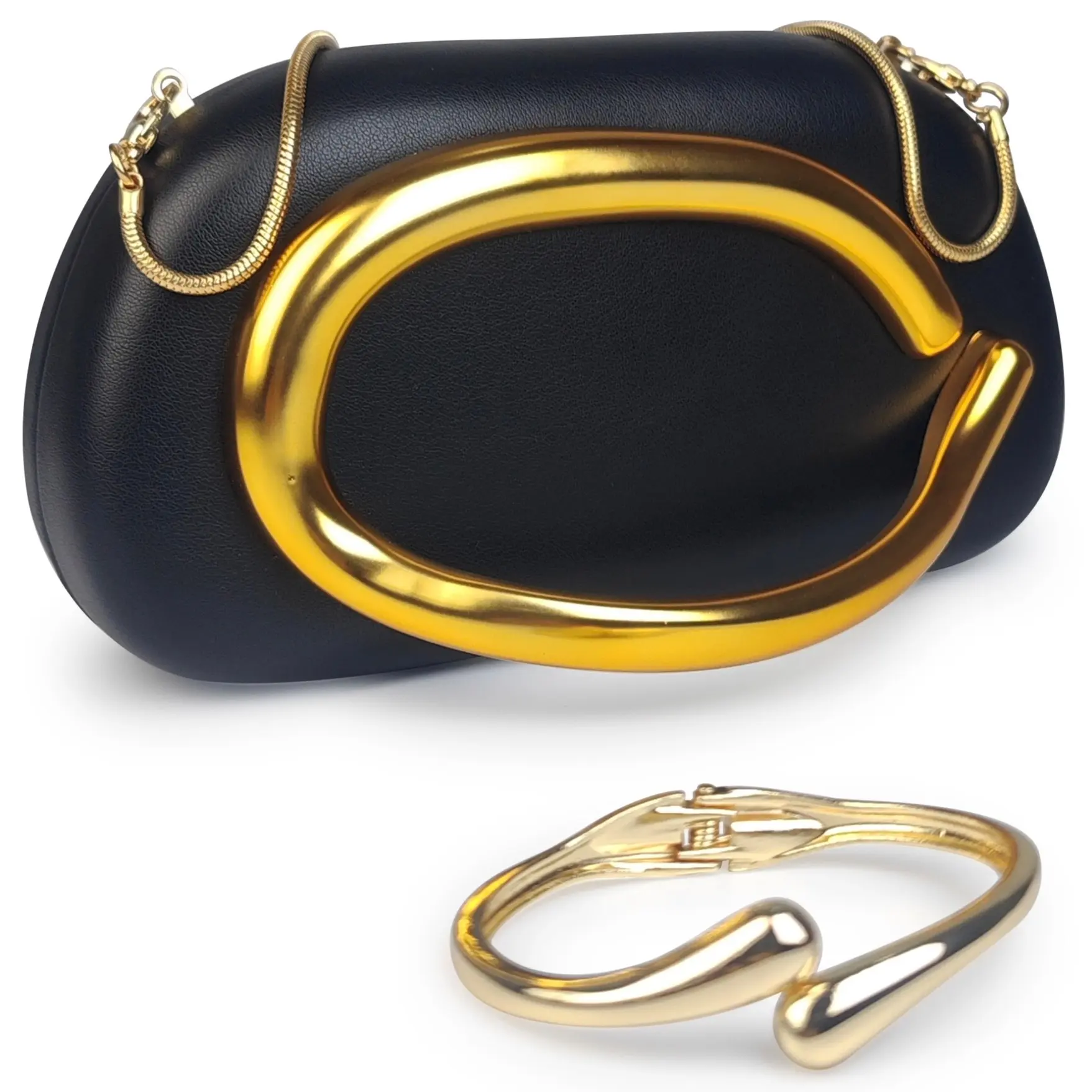 Elegant PU Leather Bags for Women, Wristlets Clutch with Bracelet 2-Piece Gift Set for Parties and Evening Outings, Accessories For Women, Evening Events, Waterdrop Shape, Wristlet, Cruelty-Free, Bag Set Women's Clutches & Wristlets