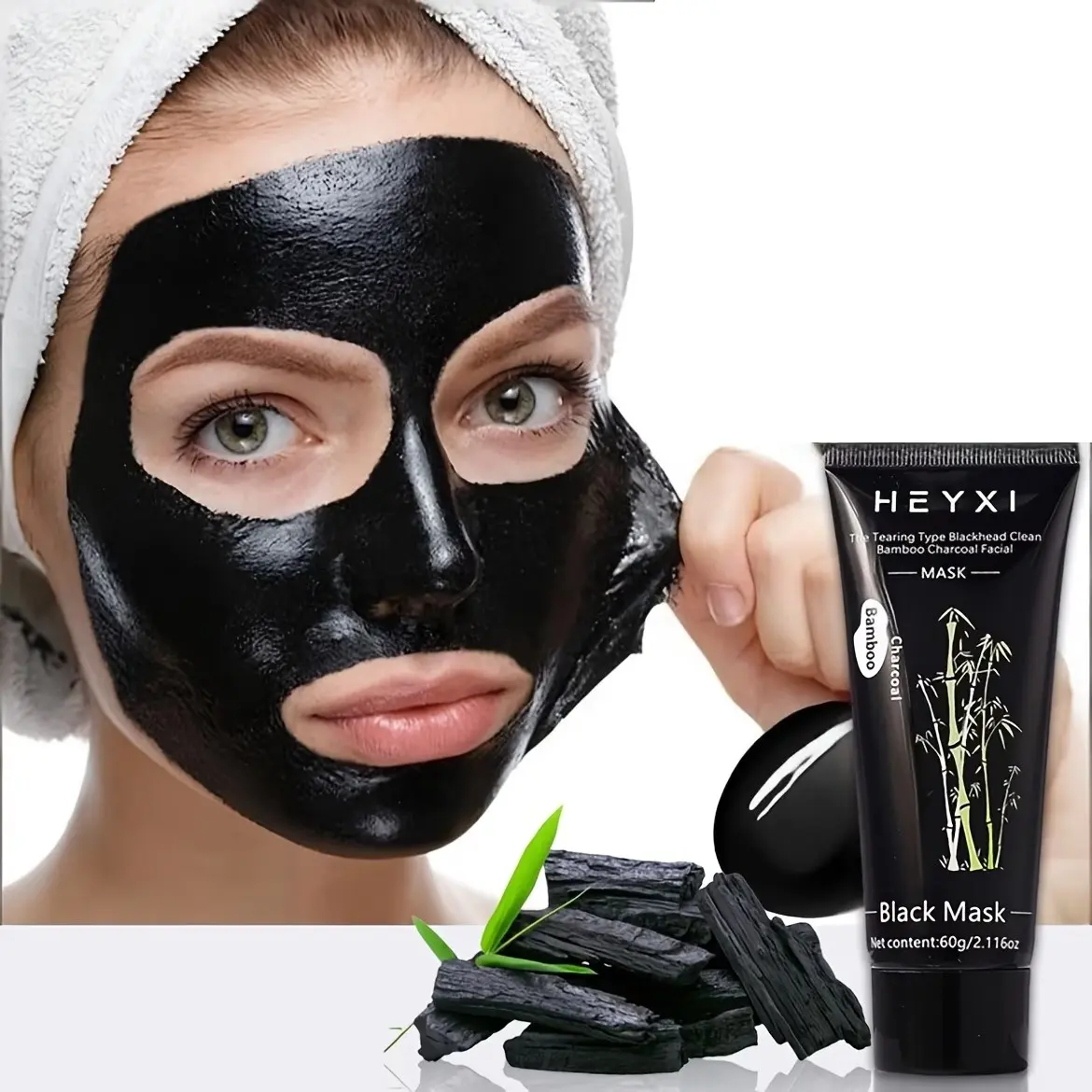 Bamboo Charcoal Cleansing Mud Mask, Blackhead Remover Mask, Peel off face mask, Skin care mask, with strong adsorption capacity, deeply cleanses pores, moisturizes the face, suitable for all skin types, unisex