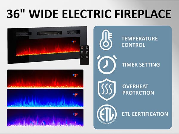 [Ships in 2 Boxes] VanAcc Fireplace TV Stand with Electric Fireplace, Modern High Gloss Entertainment Center with LED Lights, 2 Tier Console Cabinet for Living Room, Bedroom, Office, Remote Control, Multi-color available
