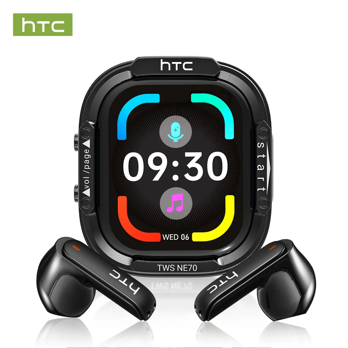 HTC NE70 TWS Wireless Earbuds - Bluetooth 6.0 Audio Electronic Headset, LED Smart Touch Control, Lightweight In-Ear Wearable Tech, IPX5 Waterproof, Built-In Microphone, Productivity Tools for Gaming, Sports, Bt6.0 Low Lag, Voice Call Mic