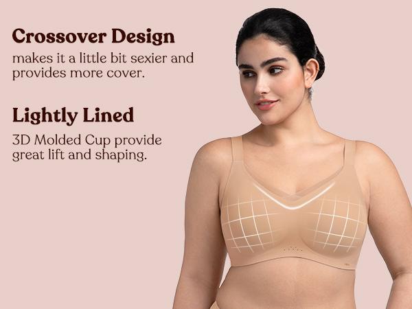HSIA Roxy Airy Mesh Crossover Comfortable Breathable Jelly Seamless Padded Lightly Lined Wireless Bra Womenswear Everyday  Soft Smooth SpringStatements