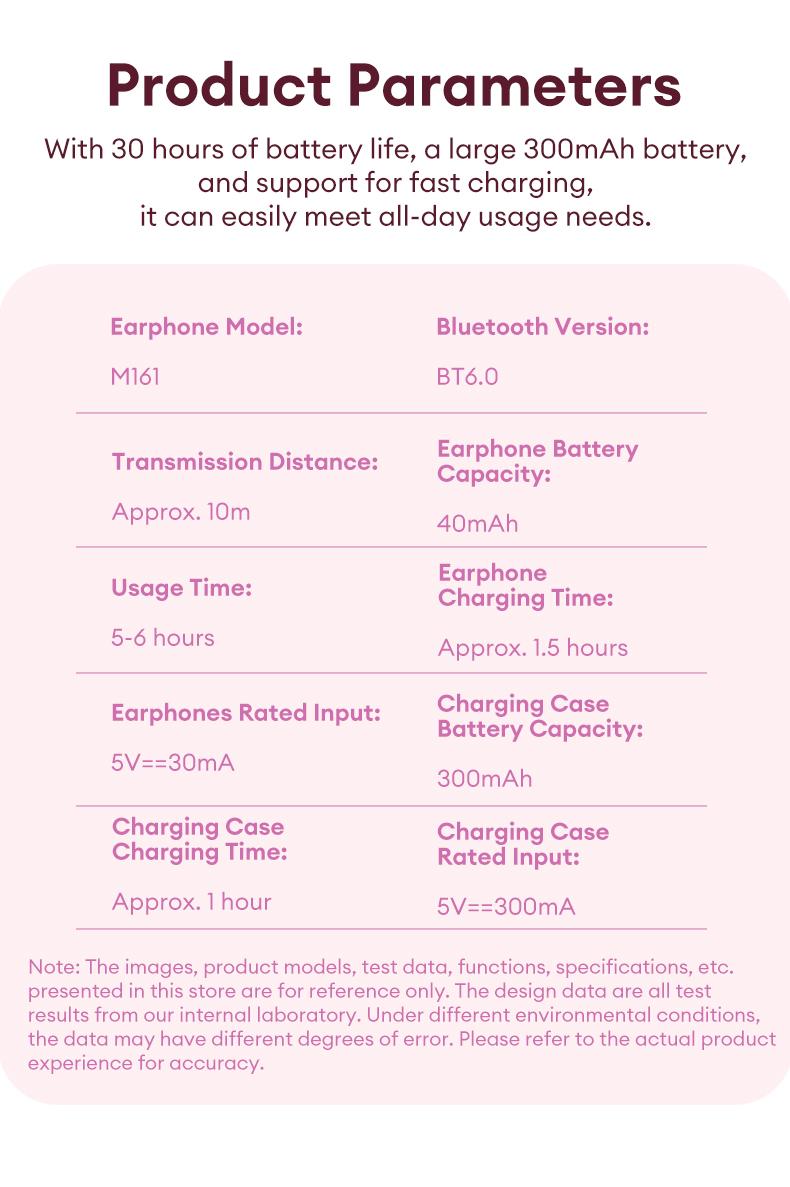 PAXA M161 Stylish Clip-On Wireless Headphones with Bluetooth 6.0, Built-In Makeup Mirror & Fill Light, Hi-Definition Sound, Low-Power Stable Connection, Audio Earbuds for Music & Phone Calls, Perfect Gift for Girls