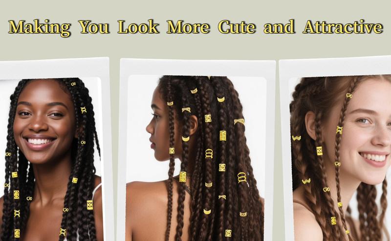CHRISTMAS GIFT 60PCS Gold Hair Jewelry for Braids & Dreadlocks – Adjustable Hair Cuffs, Braid Rings & Loc Charms for Women’s Hair Accessories & Styling
