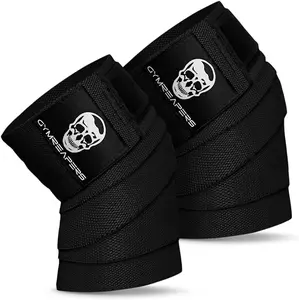 Gymreapers Knee Wraps for Squats & Powerlifting 72” Heavy Duty Compression Knee Wraps with Strap – Weightlifting Knee Support for Men & Women, Gym Training, Leg Day, Squat Support Gear