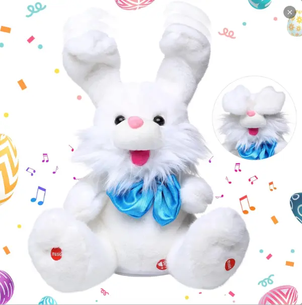 MIAODAM Talking Bunny Plush - Peek-A-Boo Interactive Stuffed Rabbit Doll, Adjustable Volume, 15-Song Singing, Cute Fun Sensory Toys for Toddlers Kids, Birthday Easter Gift