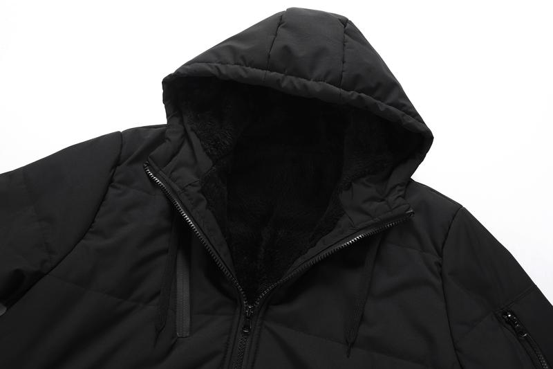 TJL Men's Thermal Hooded Jacket - Black Flame Design | Winter Windproof Fleece Lined Coat | Warm Zip-Up Parka with Pockets Menswear Outdoor mens Men's Windproof Insulated Hooded Jacket bg a the label mens  zip  up