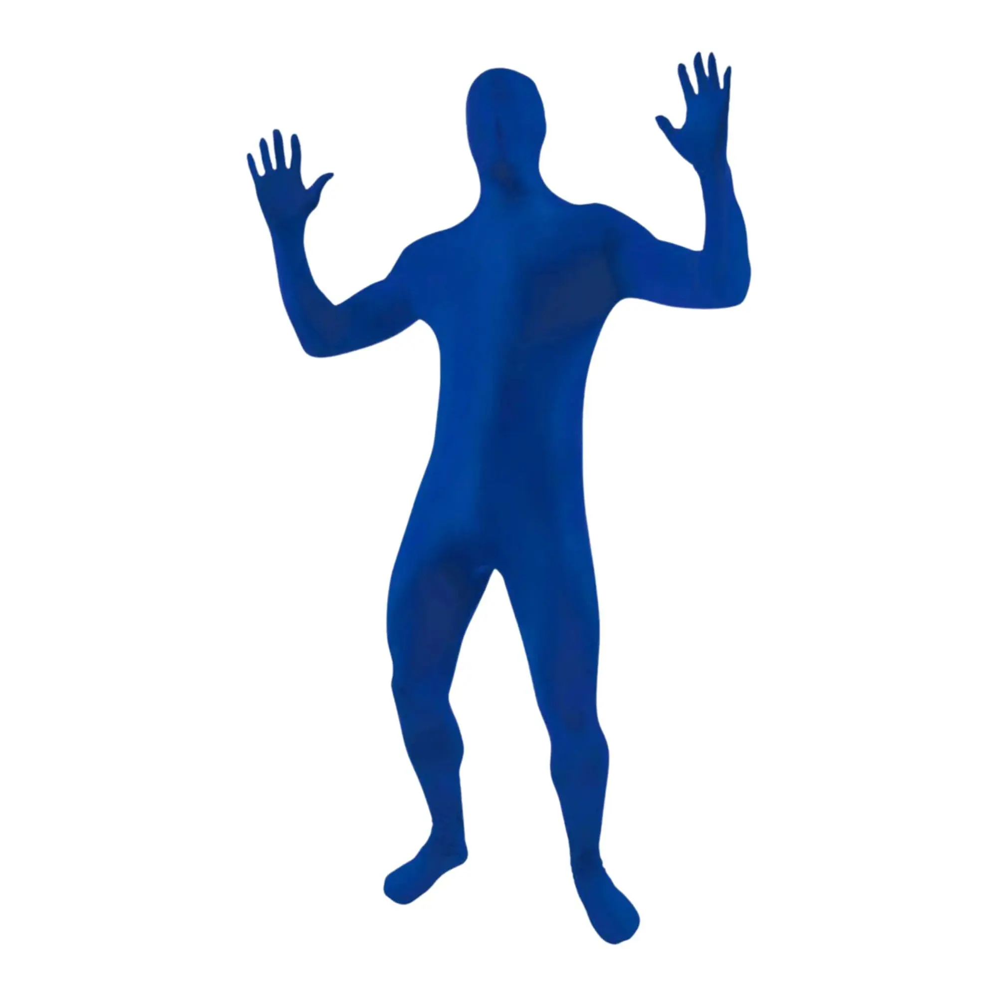 Men's Spandex Full-Body Skin-Tight Blue Second Skin Jumpsuit, Dress Costume with Drink-Through Feature, Smurf-Like Cosplay Aesthetic & Accessory Opportunities