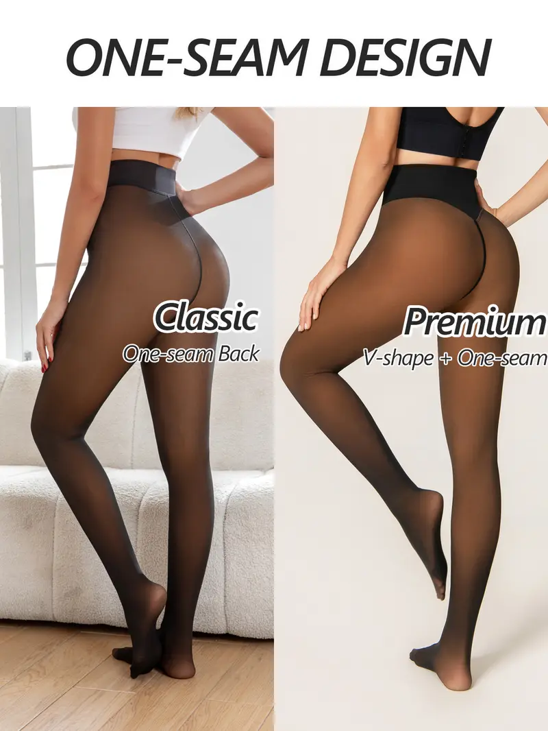 OUFALI One-Seam & 4 Shades Fleece Lined Tights Women Sheer Black Fleece Pantyhose Winter Warm Thermal Fake Translucent Leggings Closed Foot OUFALI One-Seam & 4 Shades Fleece Lined Tights Women Sheer Black Fleece Pantyhose Winter Warm Thermal Fake Translucent Leggings Closed Foot