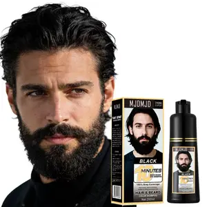 Beard Dye For Men, 10-Minute Instant Gray Coverage, 3 in 1 Black Mens Beard & Mustache Dye Shampoo with 4-6 Weeks Lasting Color, Nourishing with Argan Oil & Noni Fruit, No-Mess Application 6.76 Fl Oz