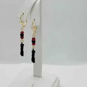 Brand New  Brazilian 18k gold filled Azabache earrings