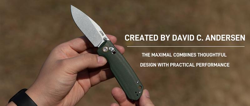 CJRB Maximal Pocket Hunting Knife for Man, 2.95" AR-RPM9 Steel Blade Green Micarta Handle, Outdoor Emergency Survival Gear,Tactical Tool