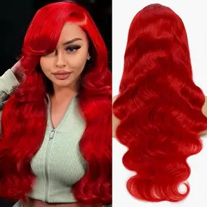 Red Lace Front Wigs Human Hair  28 Inch Red Wig Human Hair 180% Desity 16A HD Body Wave Red Human Hair Lace Front Wigs 13x6 Glueless Colored Lace Frontal Wig