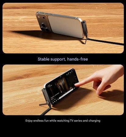 Invisible Holder Charging Cable, 1.5m Length 240W Super Fast Charging 2-in-1 Charging Cord & Phone Stand, Suitable for Gaming, Office and Travel Scenarios, Compatible,iPhone, Samsung&Type-C Interface Devices, Black Version lightning Black Data Cable