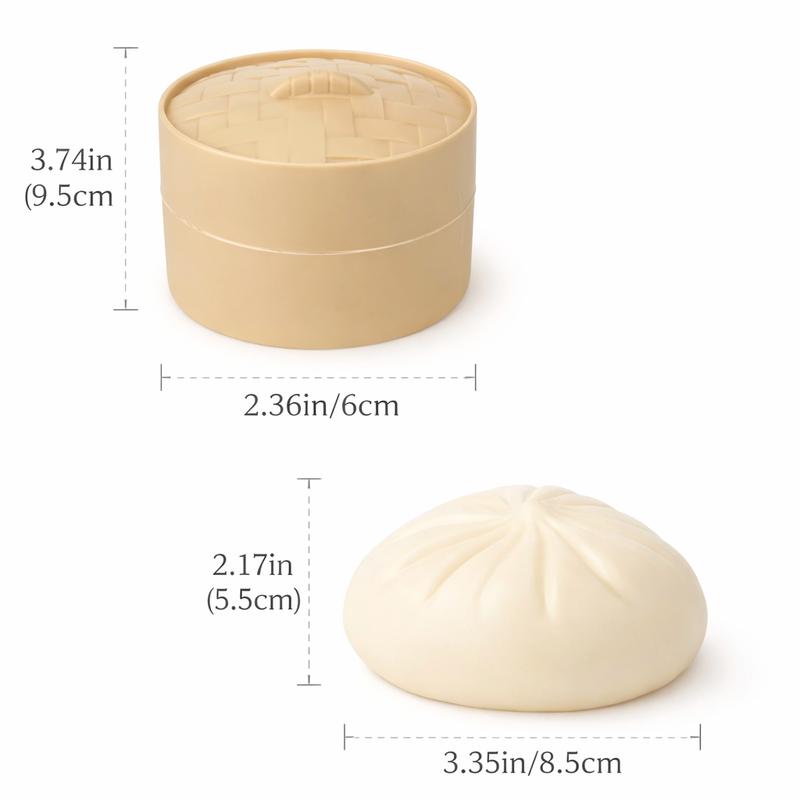 Dumpling Squishy – Mystery Bun Fidget Toy Soft TPR Material 3.35" x 2.17" Stress Relief Fun Unboxing Surprise Design Varies | Sweet Valentine & Easter Surprise