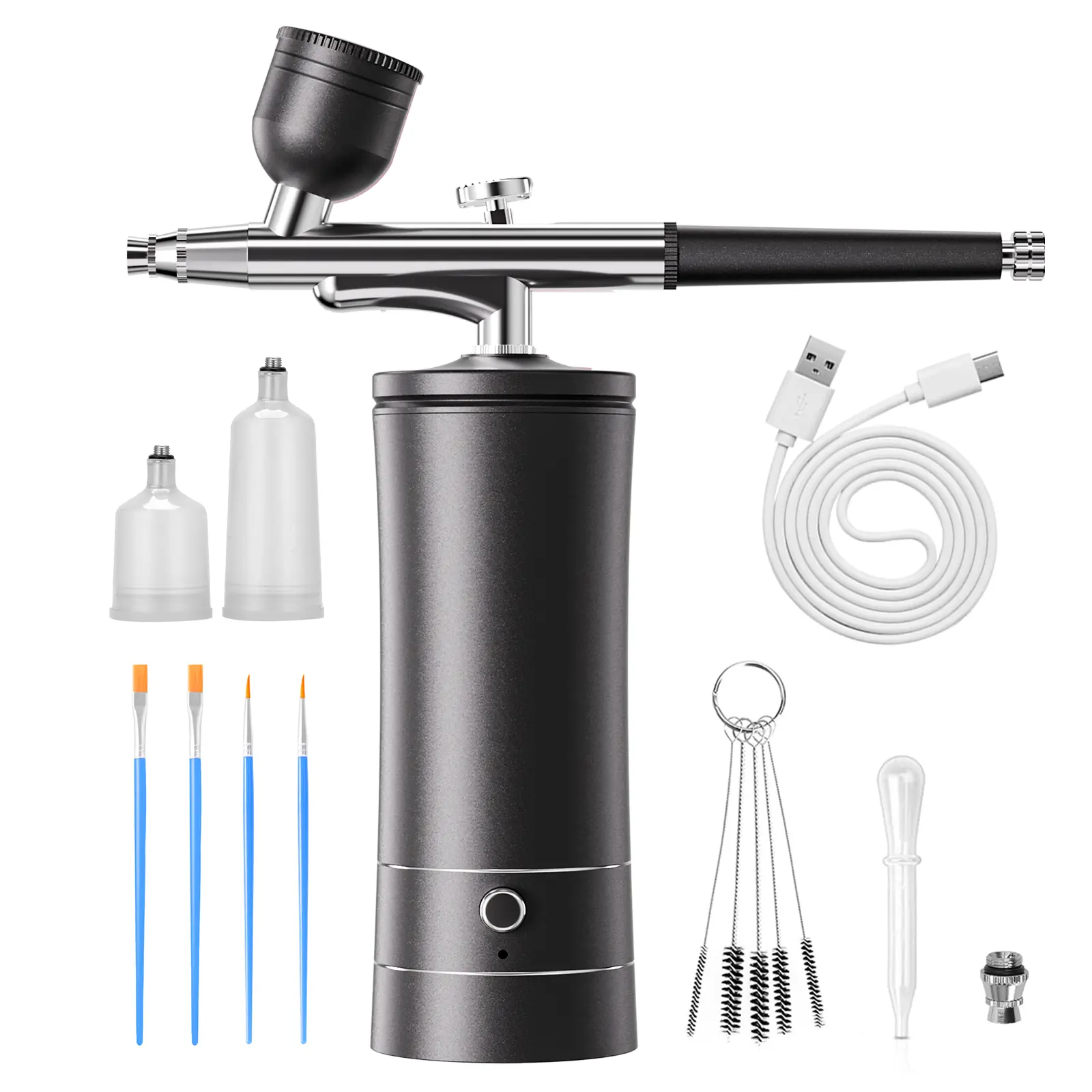Airbrush Kit Air Brush Kit With Air Compressor Nail Charms Wireless Air Brush for Barber, Nail Art,Makeup, Model Painting Cutics