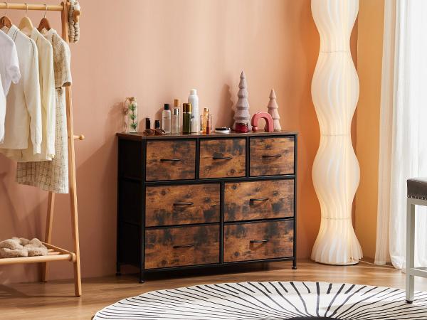 【Deal】7 Drawers Dresser for Bedroom and TV Stand, Fabric Storage Tower for Clothes, Baby Stuff