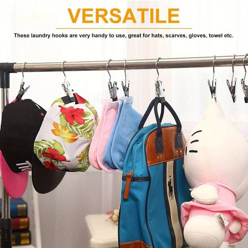 20/30/60pcs Boot Hangers Clips Laundry Hooks Stainless Steel for Closet Portable Home Travel Hats Handbags Towels Skirt Pack Hanging Organiser