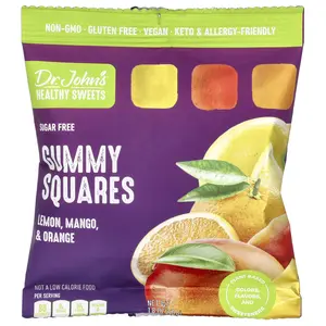 Dr. John's Healthy Sweets Gummy Squares, Sugar Free, Lemon, Mango & Orange, 1.8 oz (50 g)