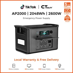 [SpringGlowUp][Camping Essentials 2026 / Camping Gear]CTOLITY AP2000 2400W Solar Generators Emergency Power Outage Survival Supply Portable Power Station 2048Wh LiFePO4 LFP Battery Backup 1000W Fast Charging Outdoor Emergency Prep RV Home off Grid Living