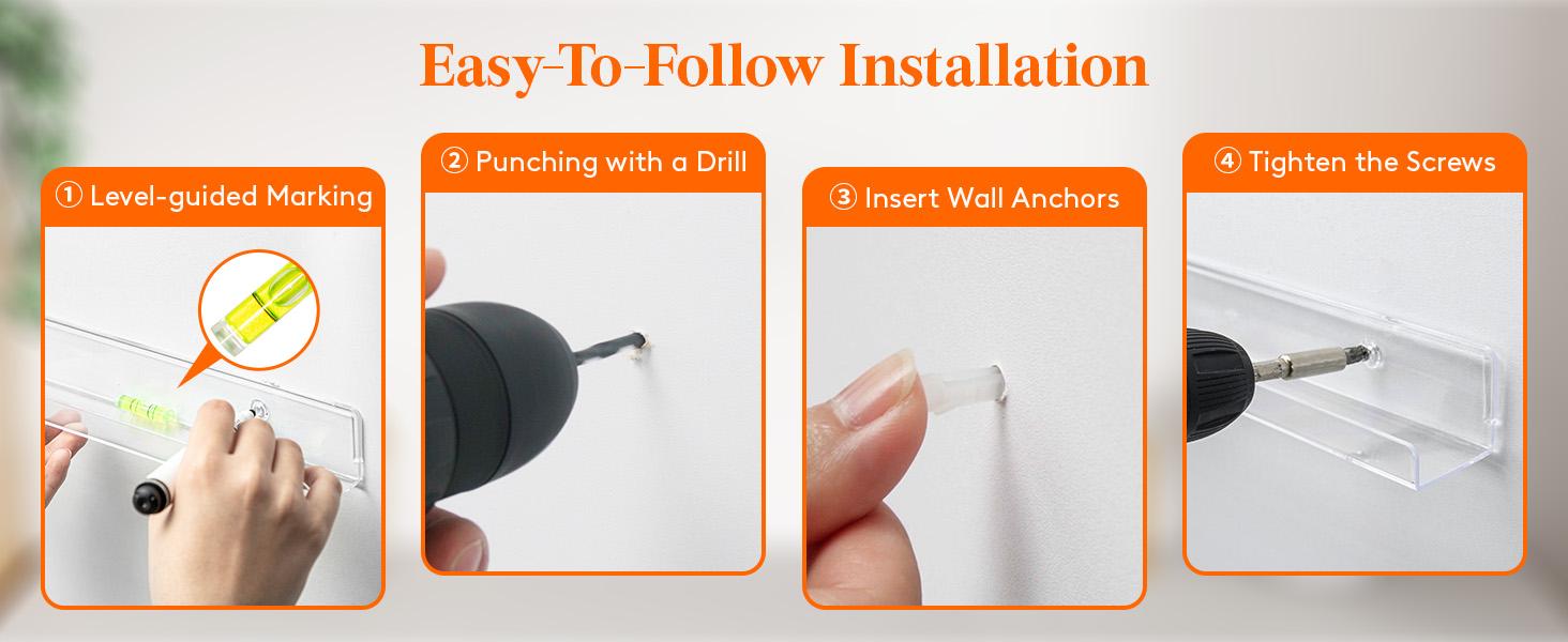 Lifewit Floating Shelves for Vinyl Record, Acrylic Wall Shelf Room Decor for Book/Photo/Picture Storage in Bedroom, Living Room, Bathroom