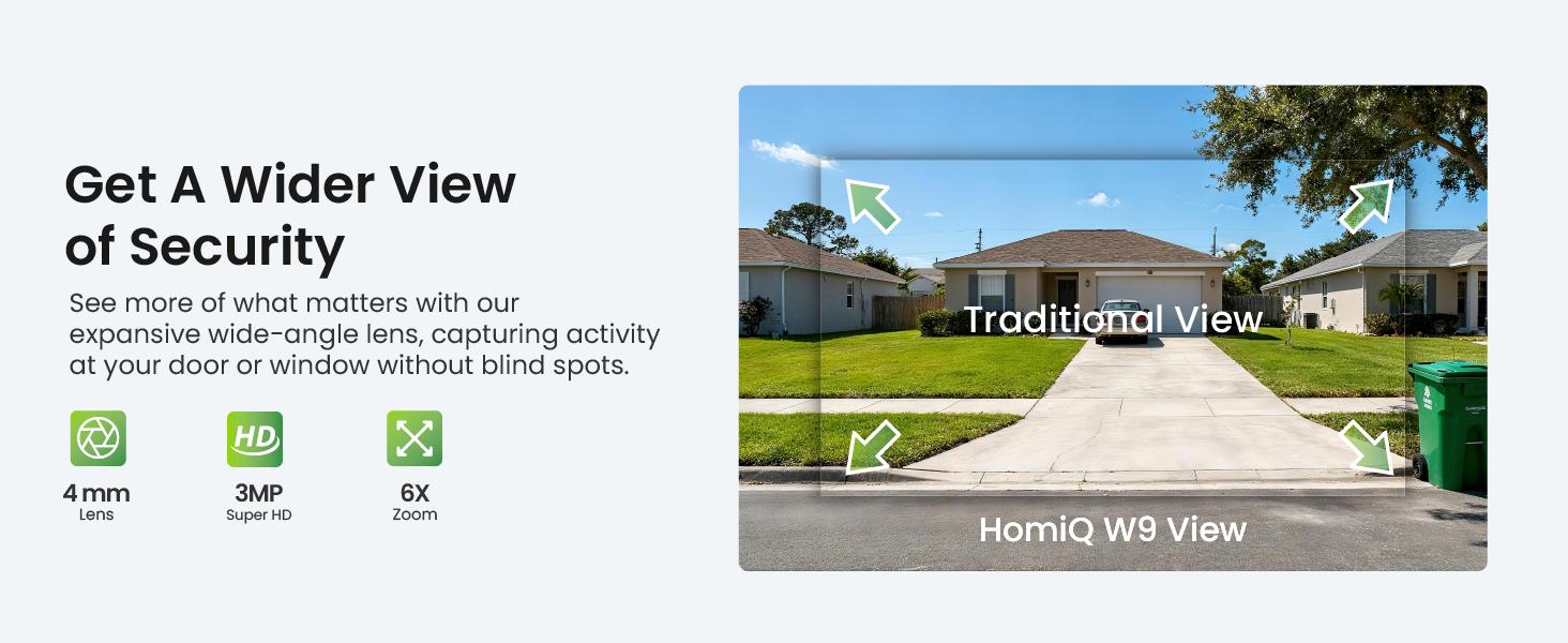 HomiQ Life Window Security Camera 3MP 2K, Indoor WiFi Cameras 2.4GHz/5GHz with Colorvue AI Color Night Vision, Motion & Person Detection with Auto-Focus , Easy Installation, 24/7 Recording Works with Alexa & Google Home