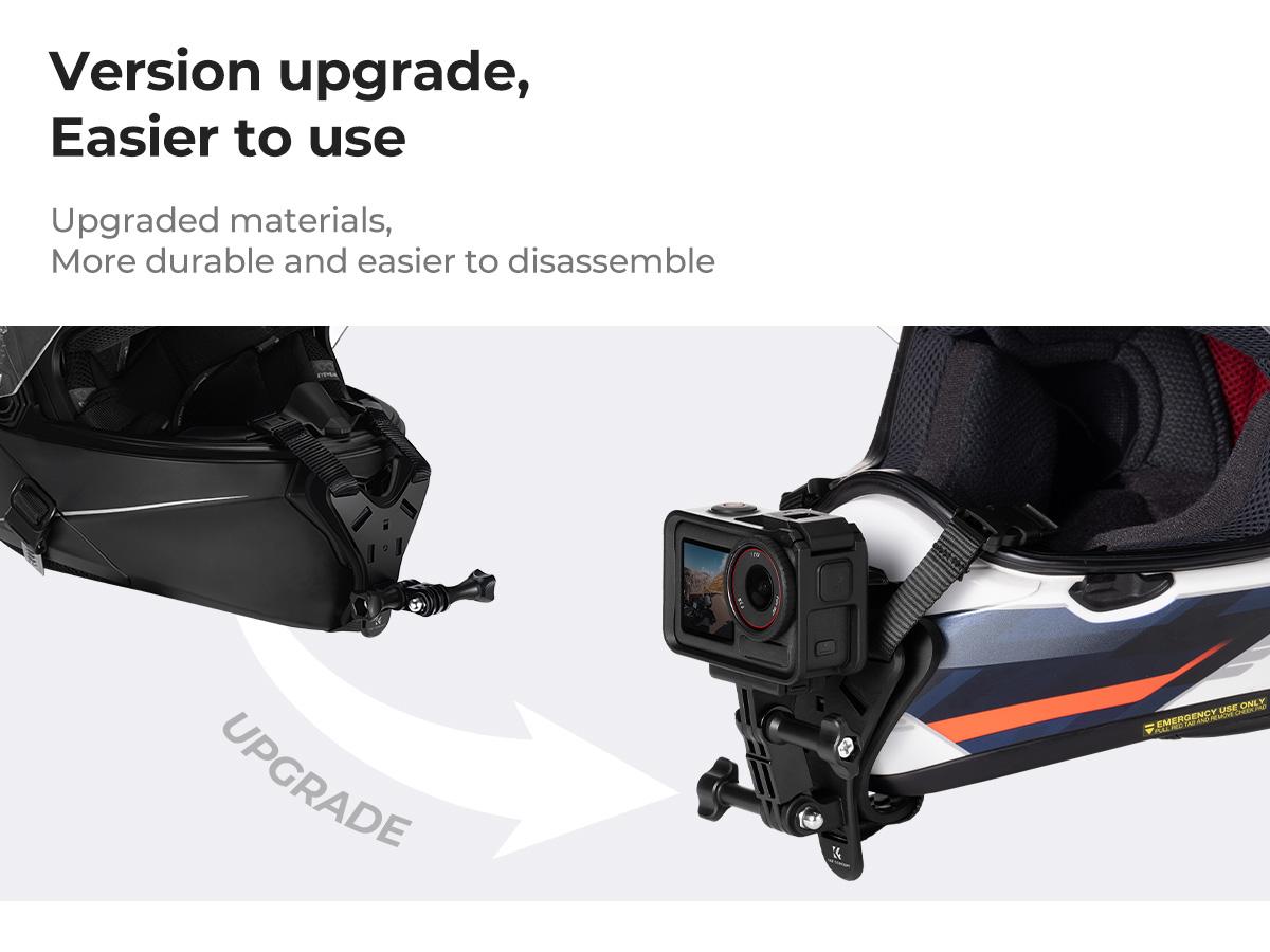 K&F Concept Upgrade Action Camera Motorcycle Dirt Bike Helmet Chin Strap Mount, Helmet Holder Mounting Attachment Compatible with GoPro Hero 13/12/11/10/9/8/DJI Osmo Action 5Pro/4/3/Insta360 X5/X4/X3