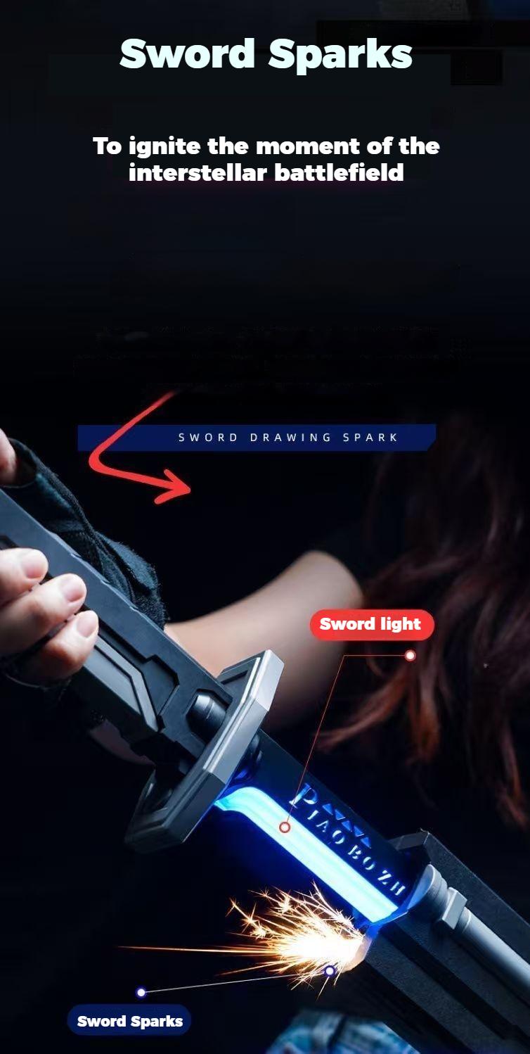 In Stock Spark Edition DKD 31.5" Cyberpunk SparkBlade Lightsaber Toy with Sound & Fog, Eight-Color Streaming Light Effect, Type-C Rechargeable for Rave, Cosplay & Display Perfect Easter Gift