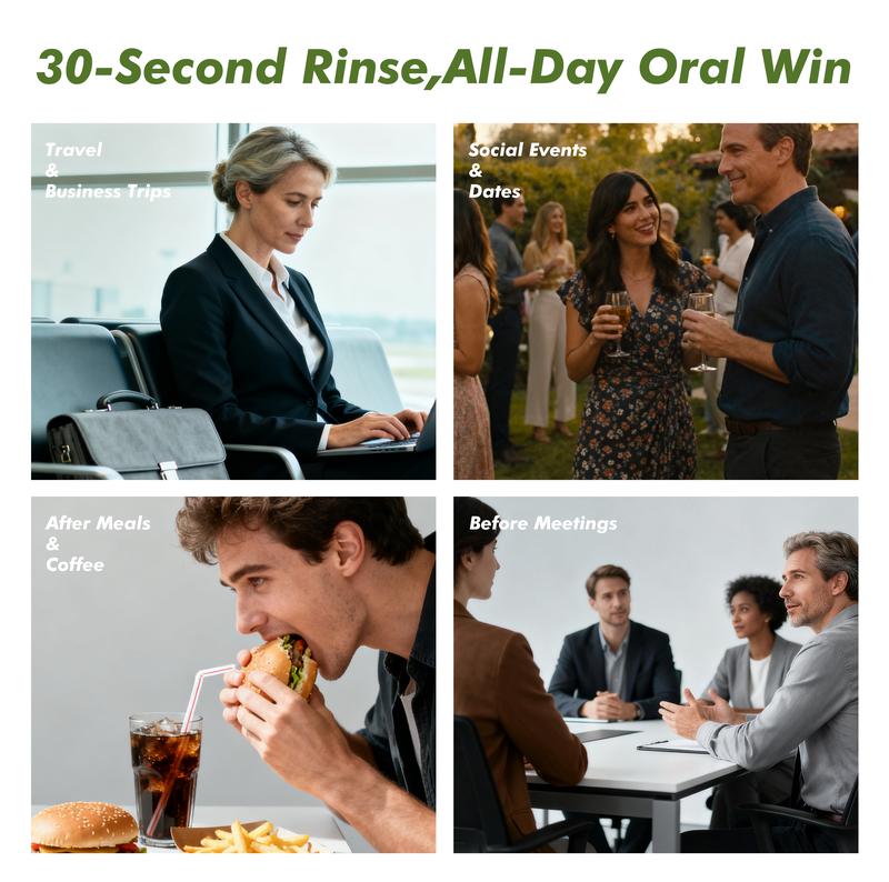 CEELIKE Travel-Friendly Mouthwash (Jasmine White Tea Flavor) | Powerful Antibacterial, Long-Lasting Freshness, Natural Formula, Convenient for Travel