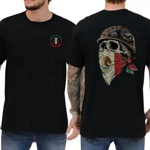 Dirty Hands Clean Money Mexican Flag Face Mask Graphics T-Shirt Blue Collar Casual Men's Apparel Gift for Blue Collar Dad