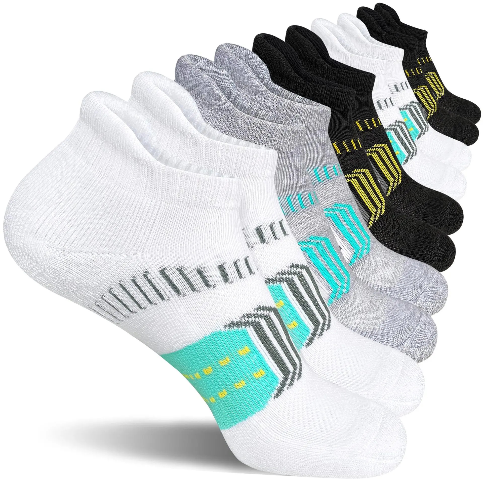 5/10 Pairs Men Smoothing Athletic Ankle Socks, Moisture Wicking Cushioned Sports Socks, Breathable Compression Casual Crew Socks for Running Gym Hiking Camping Travel Daily Wear